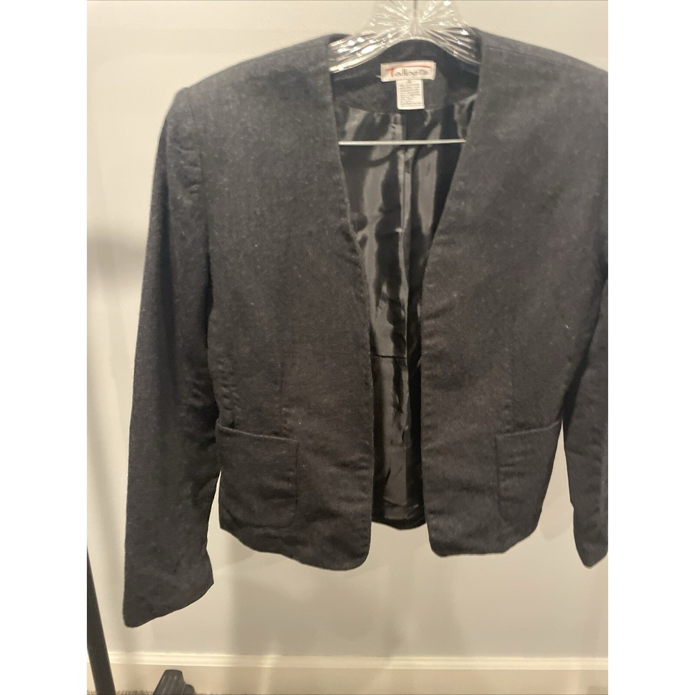Womens Talbots 100% Wool Black Blazer Jacket Size 4 Small Professional